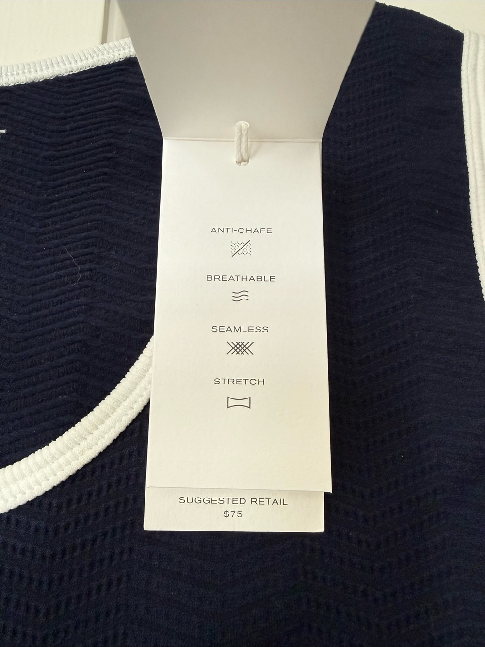 NWT Tory Sport Navy Sleeveless Knit Tank with White Trim - Picture 3 of 4